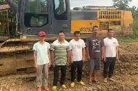 The suspects were caught mining and washing minerals directly into the Birim River