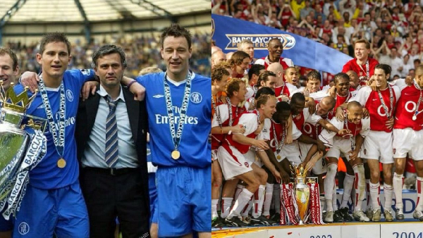 Mourinho's 2004 Chelsea (L) and Arsenal's 'Invincibles' (R)