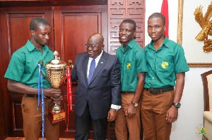 NSMQ winners from Prempeh College and President Akufo-Addo