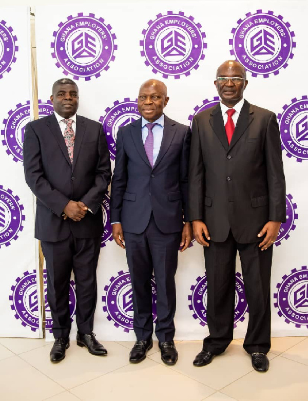 From right: Mr Dan Acheampong, Mr Gilbert F Houngbo and Mr Alex Frimpong