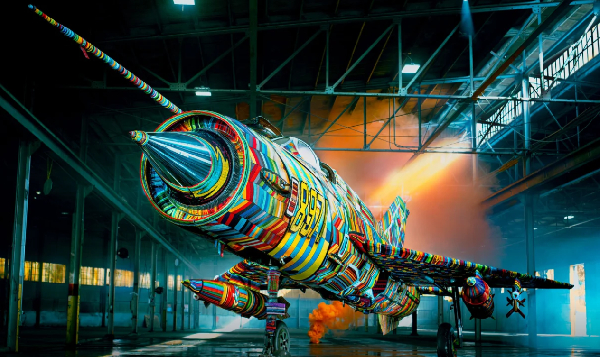 A decommissioned Soviet MiG-21 fighter jet was transformed into art by South African artist Zimani
