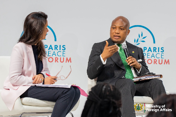 Samuel Okudzeto Ablakwa speaking at the Paris Peace Forum