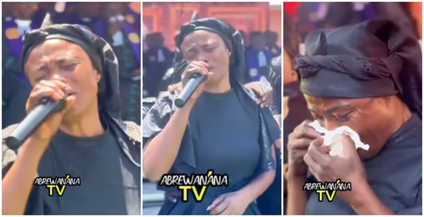 Watch as Diana Asamoah weeps uncontrollably at mother's funeral ceremony