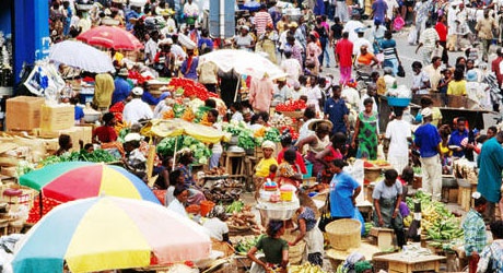 Aerial view of Makola market in Accra