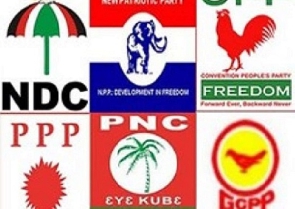 Flags of various political parties in Ghana