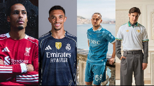L-R The 2025/26 jerseys for Liverpool, Madrid, Napoli and Roma