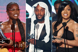 From L to R: American singer Doechii, rapper, Kendrick Lamar, and GloRilla