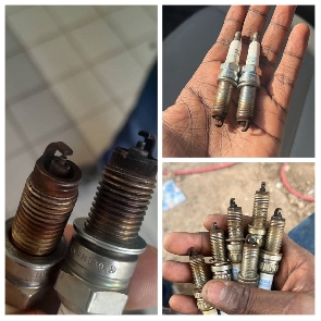 The damaged spark plugs