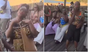 The women captured in a heated argument with the Mozambiquan business owner