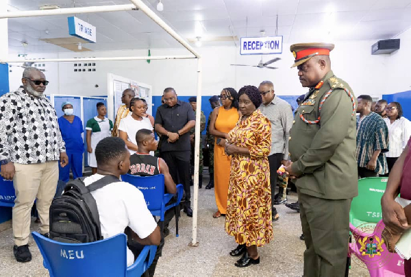 Prof Jane Naana Opoku-Agyemang has visited victims of the recruitmemt stampede