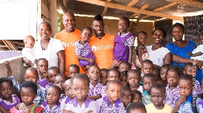 Throwback photo of Atsu with students at Becky's Foundation