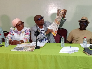 Bright Asare Sampson (M) addressing the press