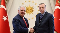 Mr Tillerson (left) and Mr Erdogan (right) are at loggerheads over numerous issues