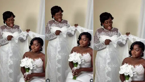 Kwakyewaa Amandzea (R) tied the knot in a star-studded ceremony on Saturday, September 20, 2025
