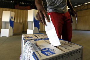 Man Casts His Vote In Du Noon Township Near Capetown, SAfrica. Reuters