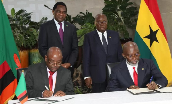 The MoU was signed during the three day visit of the Zambian president to Ghana