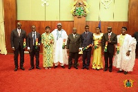 Nana Addo Dankwa Akufo-Addo, President of Ghana with the newly sworn-in envoys