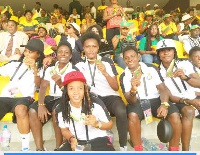 Black Queens displaying their bronze medals at the Africa Cup of Nations finals.