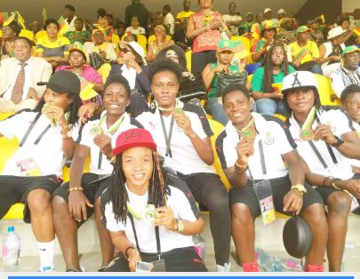 Black Queens displaying their bronze medals at the Africa Cup of Nations finals.