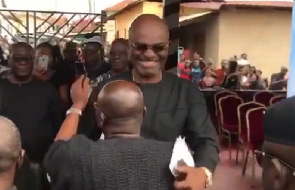 Kennedy Agyapong all smiles as he greets Bawumia at the funeral