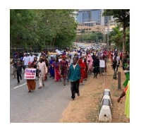 Some of the women marching in the streets