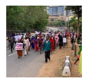 Some of the women marching in the streets
