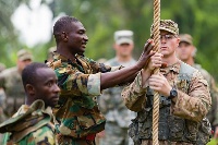 Officers of the Ghana Army and US military at a training session