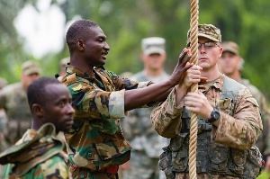 Officers of the Ghana Army and US military at a training session