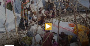 People from southern Somalia, erect makeshift shelters in Mogadishu Somalia