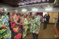President Akufo-Addo exchanging pleasantries with some Chiefs