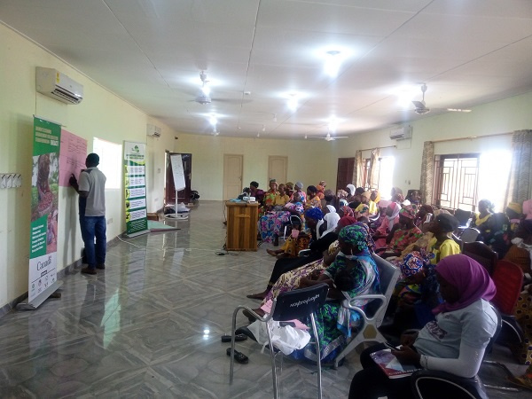 A facilitator takes the women through the SNG training