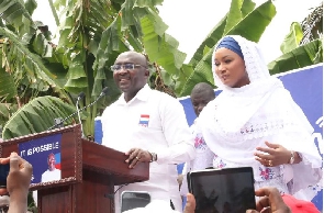 Vice President Dr. Mahamudu Bawumia flanked by Second Lady, Samira Bawumia