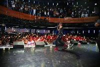Shatta Wale on stage at the Indigo O2 concert