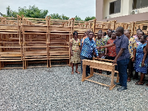 Over 900 pieces of desks were donated to the various schools in Lower Manya Krobo