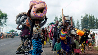 Internally displaced Congolese civilians flee Kanyaruchinya to Goma in easter DR Congo