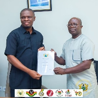 Sports Minister Mustapha Ussif and CEO of Ghana National Service Scheme, Osei Assibey Antwi