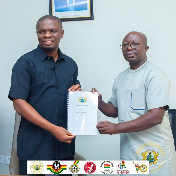 Sports Minister Mustapha Ussif and CEO of Ghana National Service Scheme, Osei Assibey Antwi