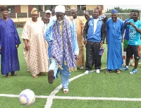 Sheikh Sharubutu exhibiting his soccer skills