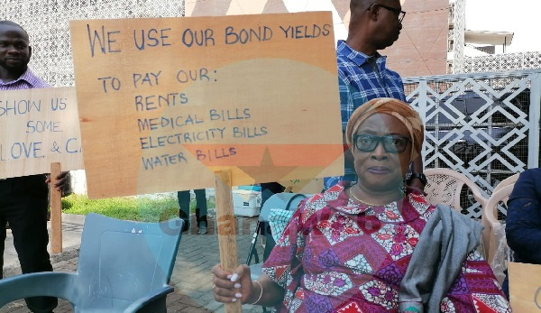 Sophia Akuffo at the premises of the finance ministry during the picket