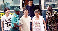 Aisha Huang(second from the right) was arrested for indulging in several illegal mining activities