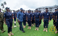 Lands Minister Emmanuel Armah-Kofi Buah inspecting the parade