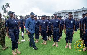 Lands Minister Emmanuel Armah-Kofi Buah inspecting the parade