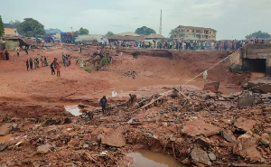 A search and rescue mission in flooded area following a downpour in Mokwa, Nigeria