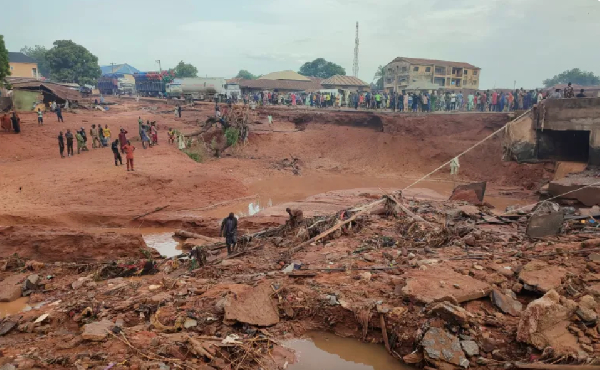 A search and rescue mission in flooded area following a downpour in Mokwa, Nigeria