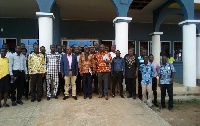 Ing. Dr. Arthur (Middle) in a picture with staff at the Akrofuom District Assembly