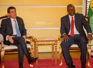 President John Mahama (R) and Mr. Valls at the Flagstaff House