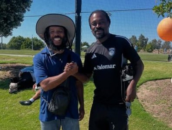 Ziggy Marley (L) met with Derek Boateng (R) in the US