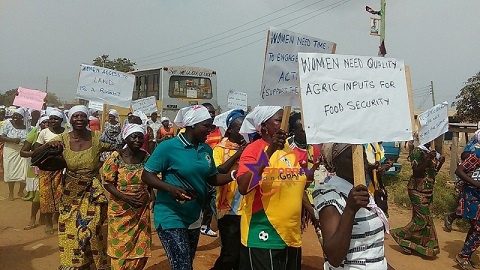 Hundreds of rural women turned up for the road march against unpaid care work