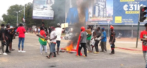 Some members at the Democracy Hub protest