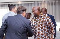 Former President Mahama interacting with the diplomatic officials